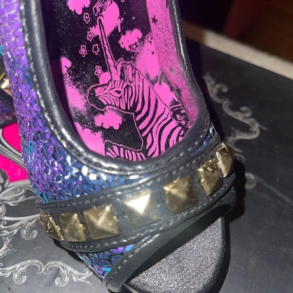 NIB Iron Fist Debracorn Sequin Platform Heels Size 5 - Picture 3 of 9